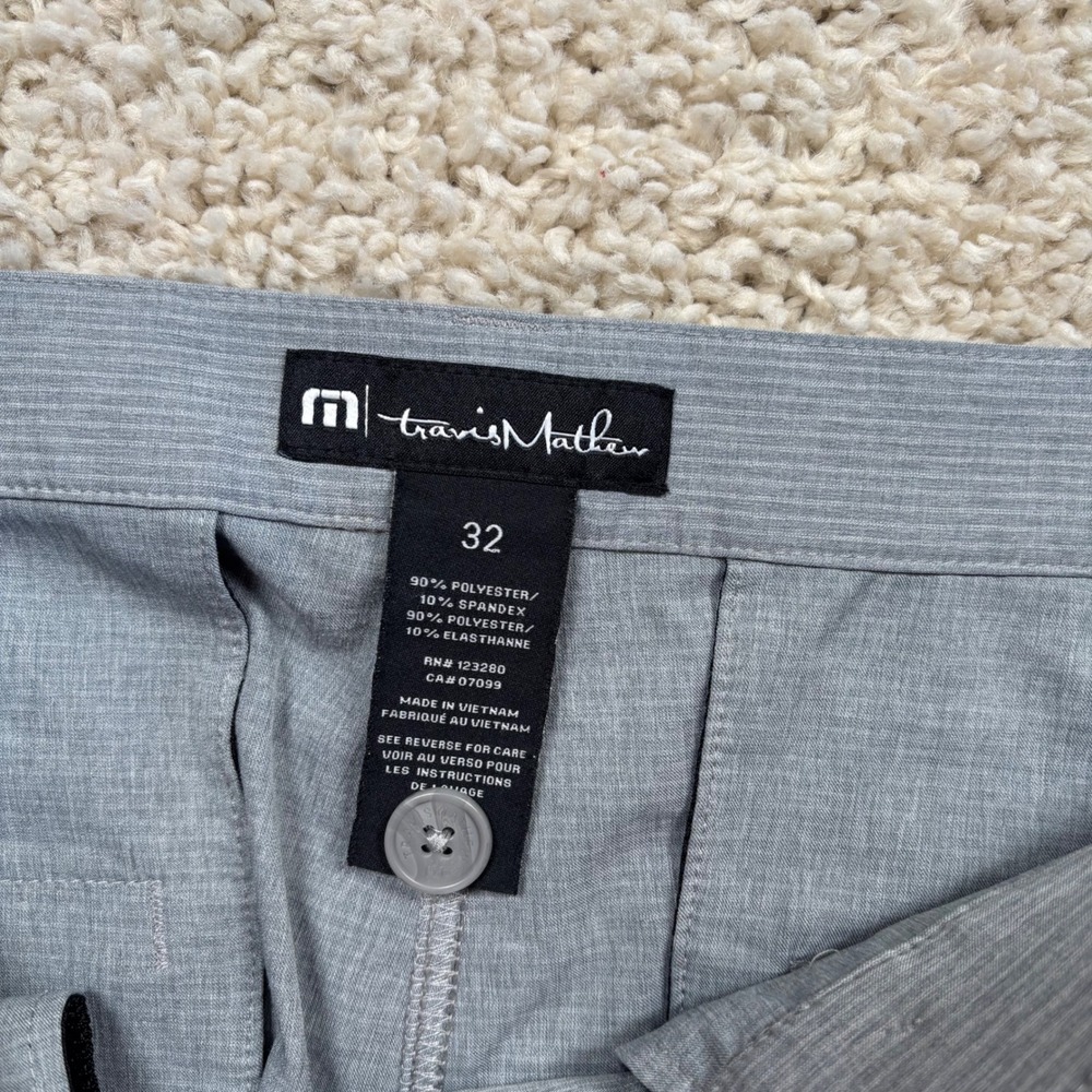 TravisMathew Mens Grey Heather Striped Golf Shorts Size 32 Performance Stretch - Picture 4 of 7